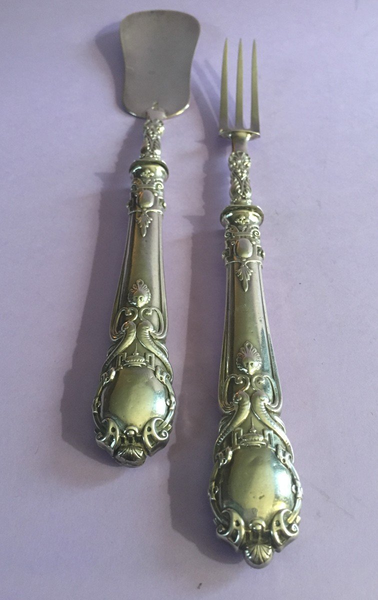 Two Cutlery  For Mignardises With The Count's Arms  Engraved In Silver-photo-3