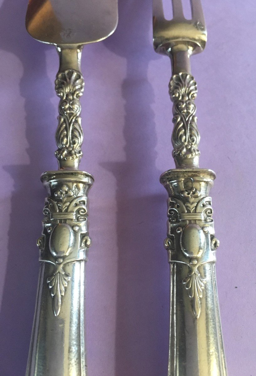 Two Cutlery  For Mignardises With The Count's Arms  Engraved In Silver-photo-1