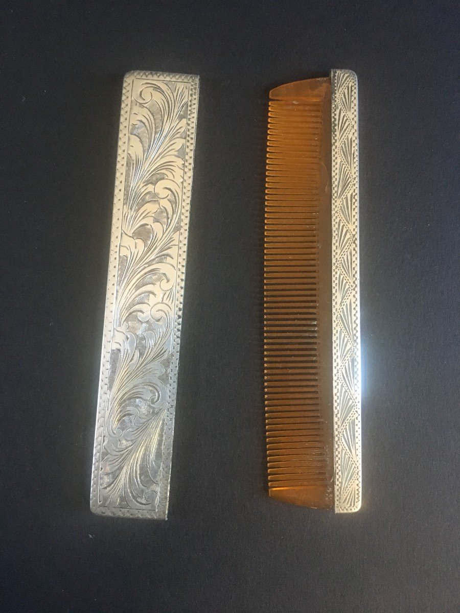 For Lady Bag ; Compact And Comb With His Case In Sterling Silver. XIXth-photo-3