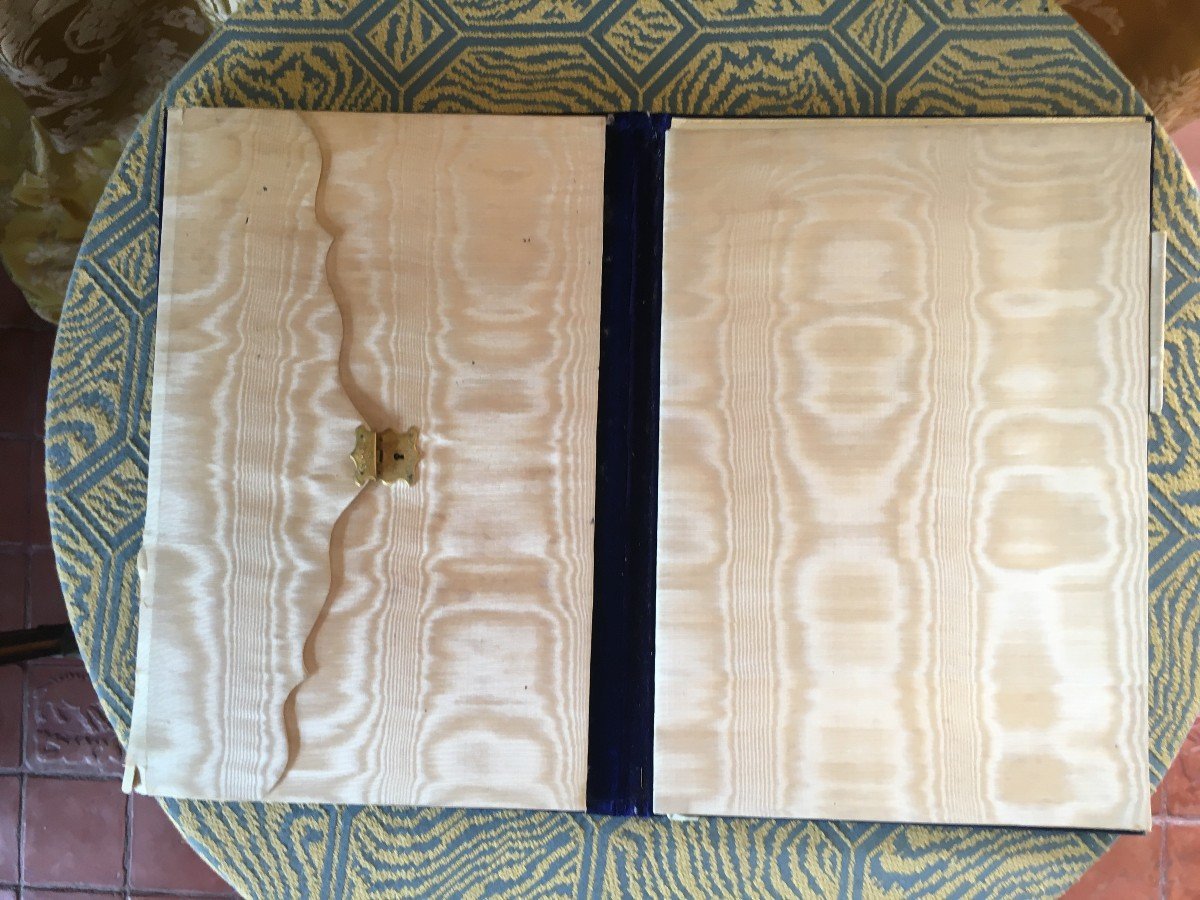 Etui à Courrier En Velour Bleu  Et Garniture Bois Napoléon III-photo-3