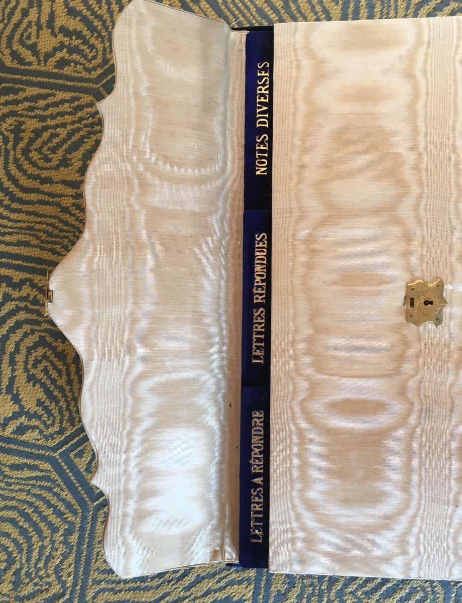 Etui à Courrier En Velour Bleu  Et Garniture Bois Napoléon III-photo-4