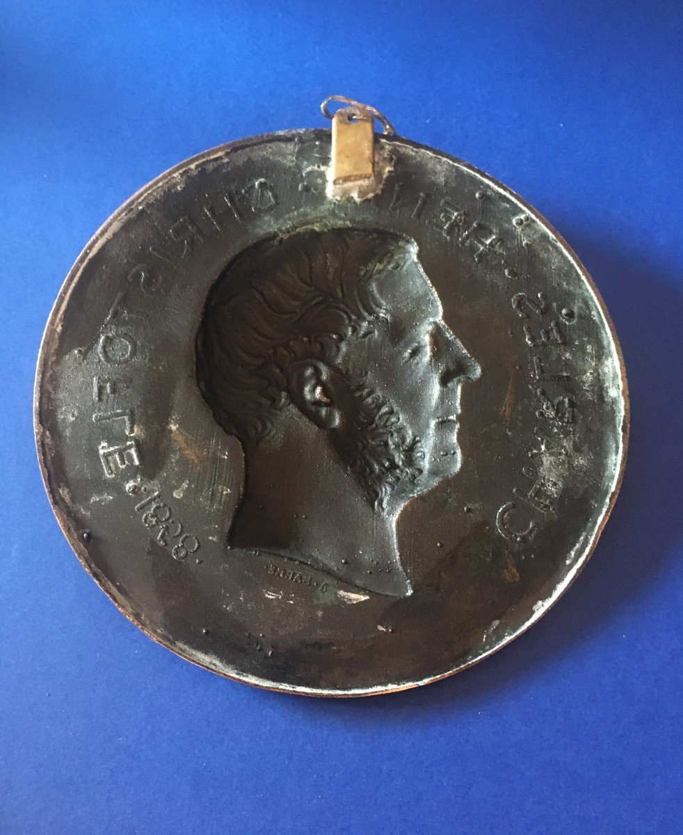 Médaille En Métal Signée  A. Barre à l'Effigie De l'Orfèvre  Charles Christofle. -photo-3
