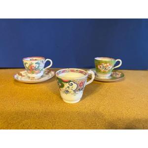 Ensemble De 2 Tasses à Café Avec Soucoupe Avant 1820 Et Une Tasse Aprés 1820  Porcelaine Minton