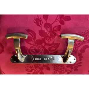 Coat Rack In Solid Gilded Bronze Early 20th English Train Cabin