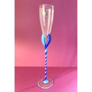 Champagne Flute Glass Model “blaue Spiralen” By Rosenthal 1990/99