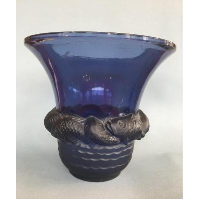 Piriac Vase Blue Glass - Created By R. Lalique August 18, 1930