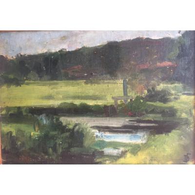 François Decorchemont  Huile Sur Panneau Paysage De La Vallée De Conche 1903 