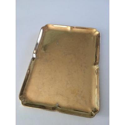 Golden Porcelain Tray Signed Delvaux Paris (1920-1930)