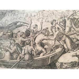 Etching "the Abduction Of Helena" After Raphael - Engraver Marcantonio Raimondi XVI Th.