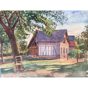 André Debergue 4 Watercolors On Canson; Normandy Serie. Signed Dated And Located.