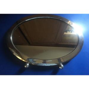 Oval Table Mirror Frame Sterling Silver Monogrammed Ms
