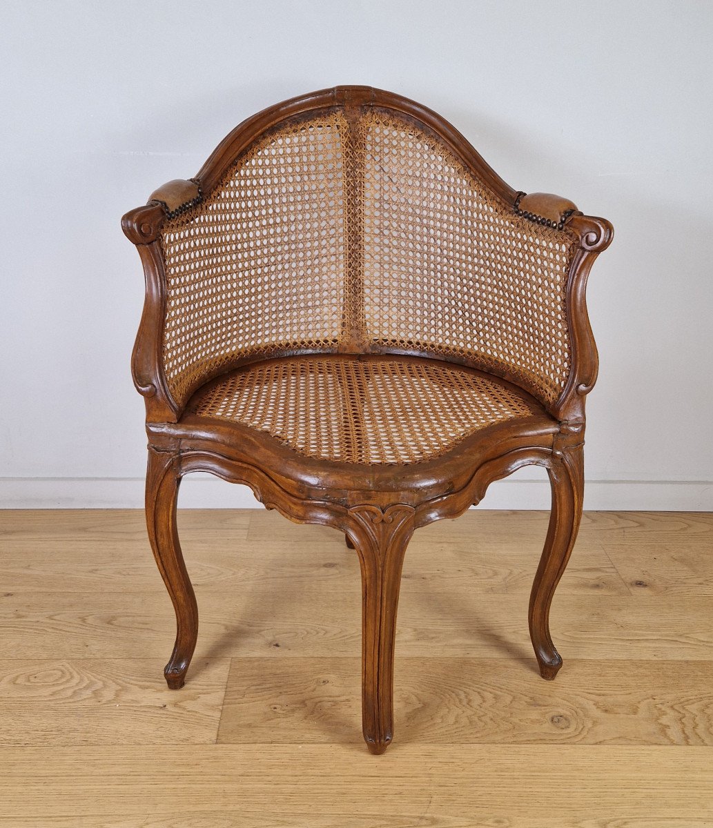 Fauteuil de bureau canné d’époque Louis XV, vers1750.-photo-3