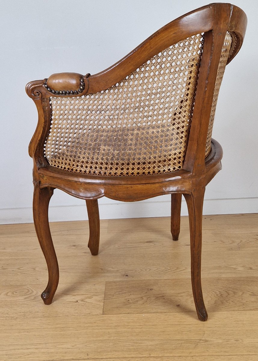 Fauteuil de bureau canné d’époque Louis XV, vers1750.-photo-3