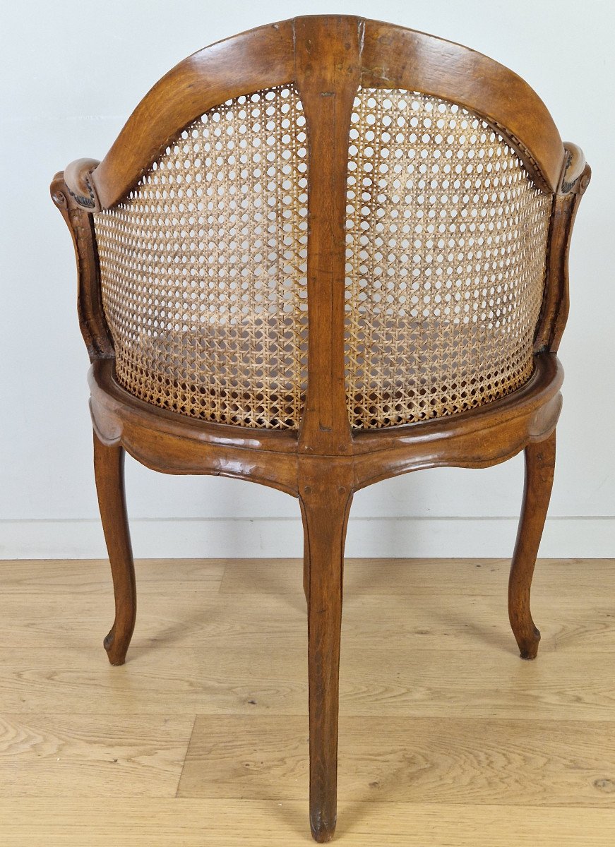 Fauteuil de bureau canné d’époque Louis XV, vers1750.-photo-4