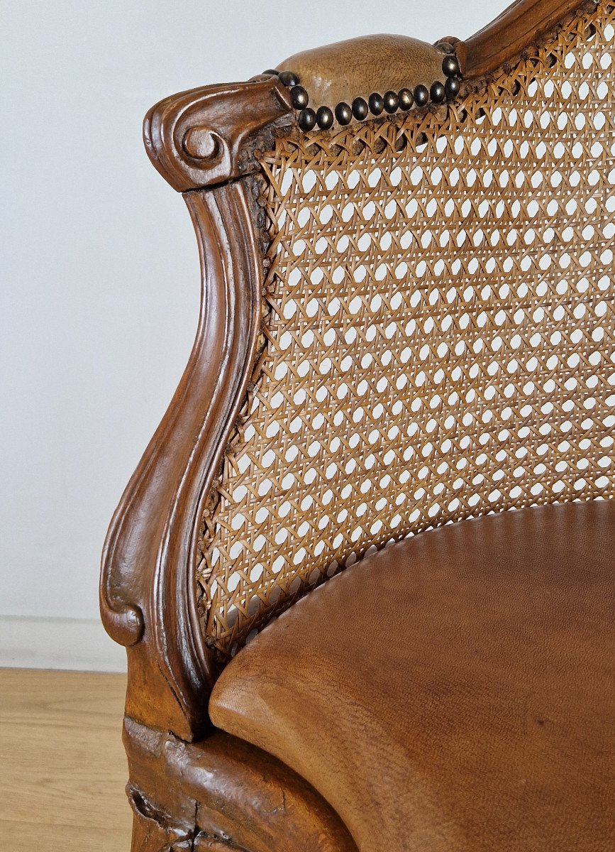 Fauteuil de bureau canné d’époque Louis XV, vers1750.-photo-6