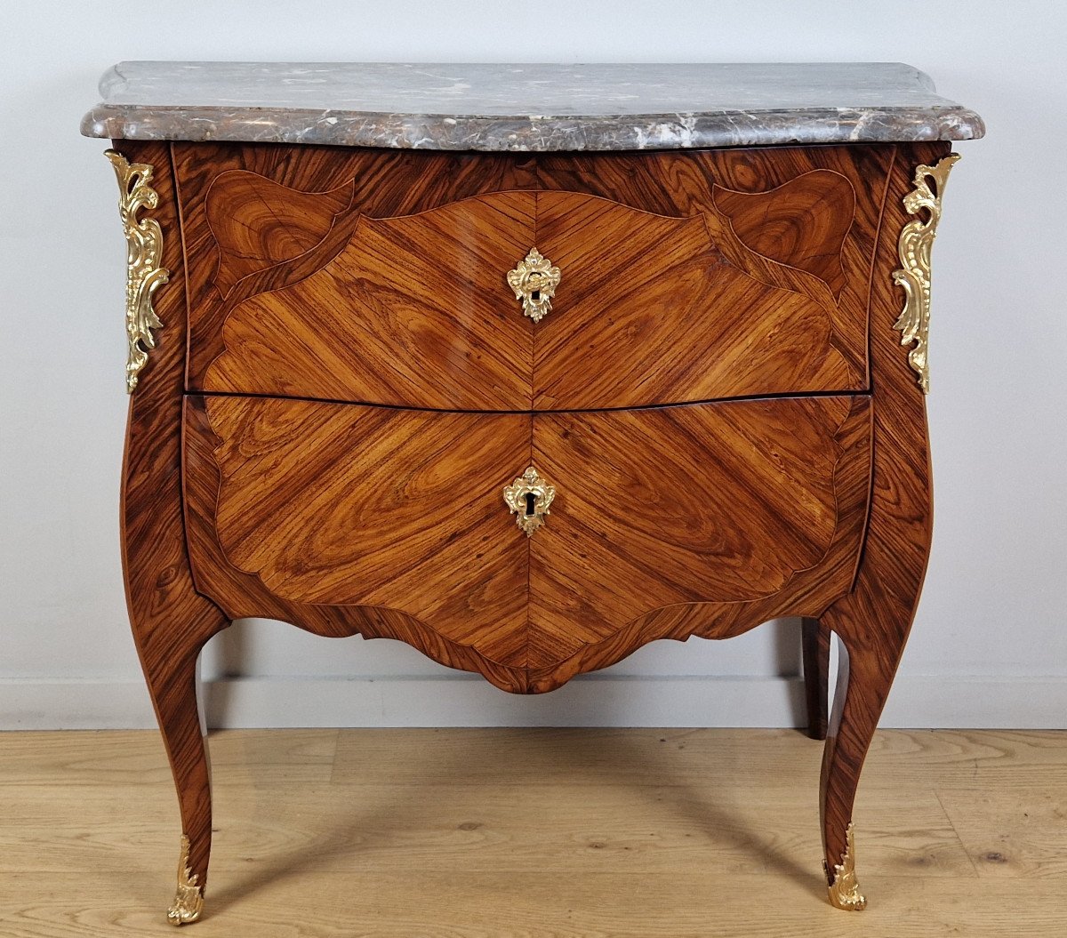 A Louis XV Commode Ormolu-mounted Kingwood, Tulipwood - Marquetry Stamped Christophe Wolff, Mid 18th C