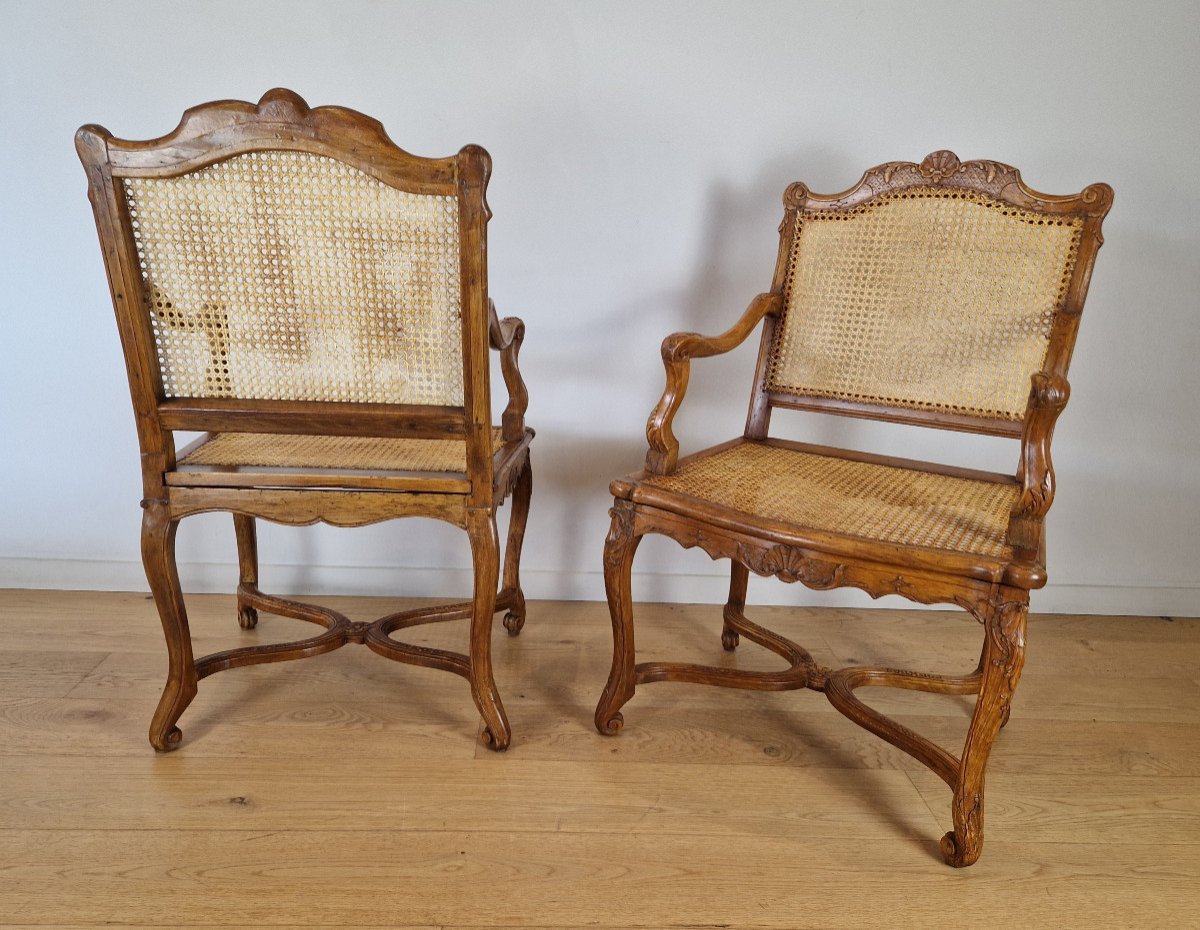 Paire De Fauteuils d'époque Régence Vers 1715-1720.-photo-3