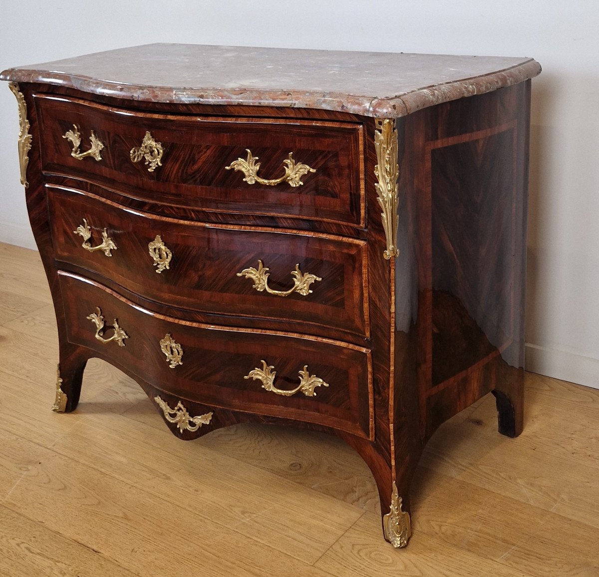 A Louis XV Chest Of Drawers Stamped Laurent-charles Birclet 18th-century.-photo-3