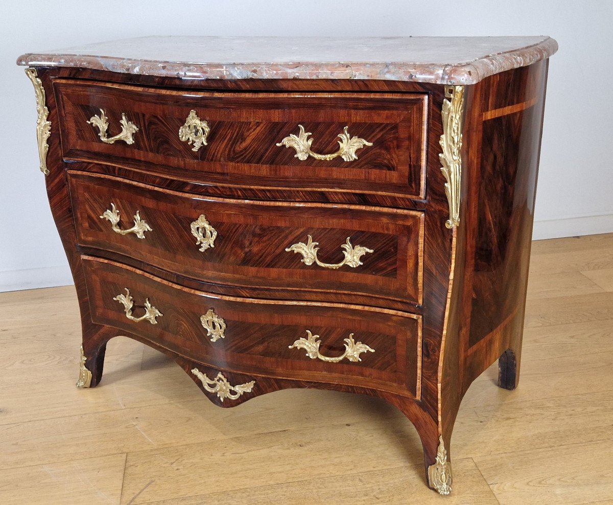 A Louis XV Chest Of Drawers Stamped Laurent-charles Birclet 18th-century.