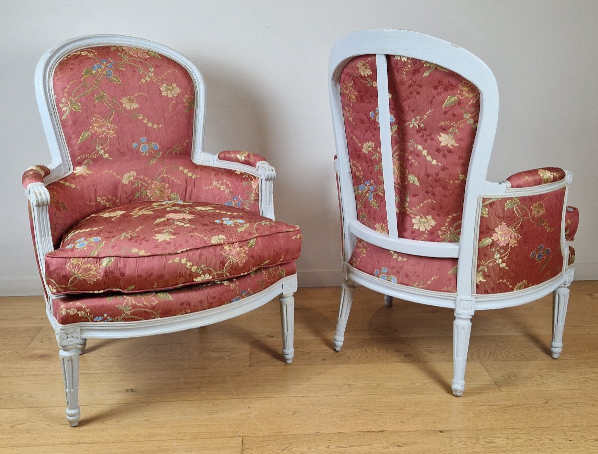 A Pair Of Louis XVI Beechwood Bergère, Late 18th Century ; Circa 1780.-photo-3