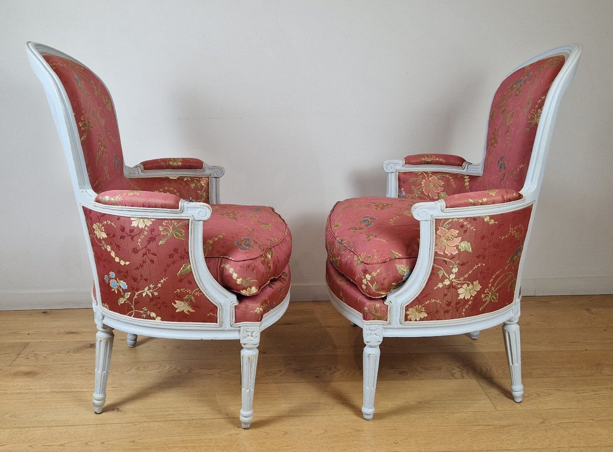A Pair Of Louis XVI Beechwood Bergère, Late 18th Century ; Circa 1780.-photo-3