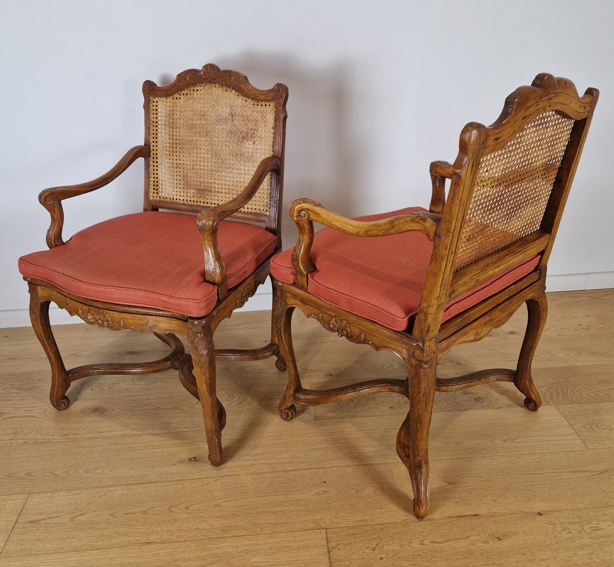 A Pair Of Regence Beechwood Armchairs Ealy 18th Century Circa 1720.