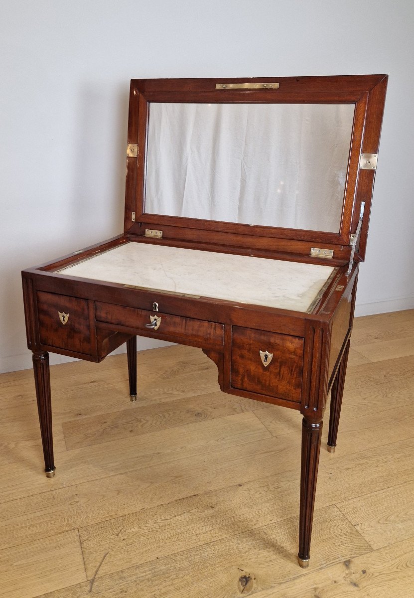 Bureau, Coiffeuse à Mécanisme D’époque Louis XVI Attribué à Caspar Schneider. -photo-4