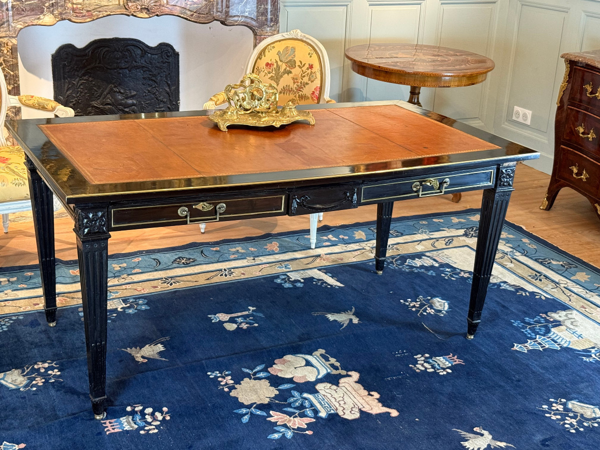 Grand Bureau Plat D’époque Louis XVI Vers 1785-1790-photo-2