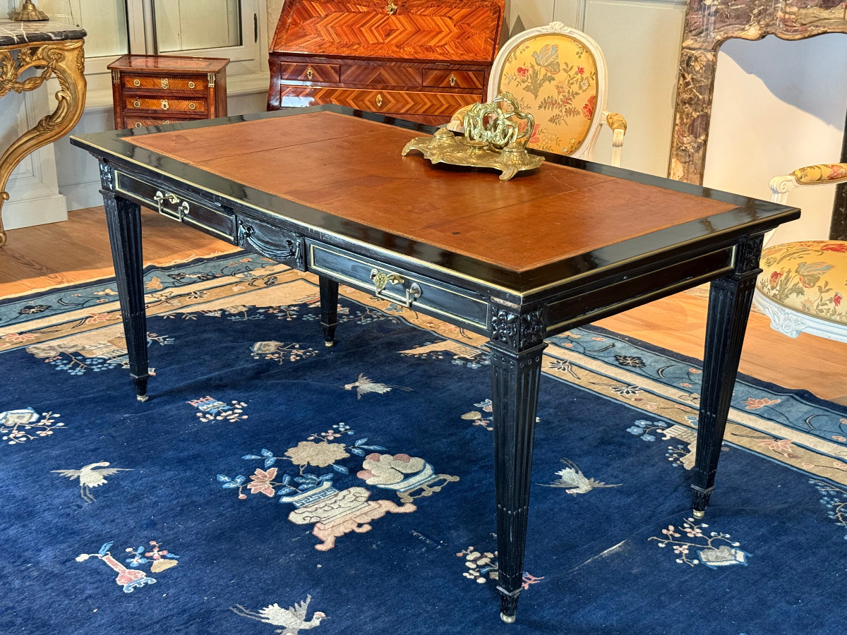 Grand Bureau Plat D’époque Louis XVI Vers 1785-1790-photo-4