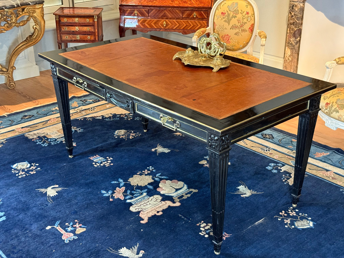 Grand Bureau Plat D’époque Louis XVI Vers 1785-1790-photo-8