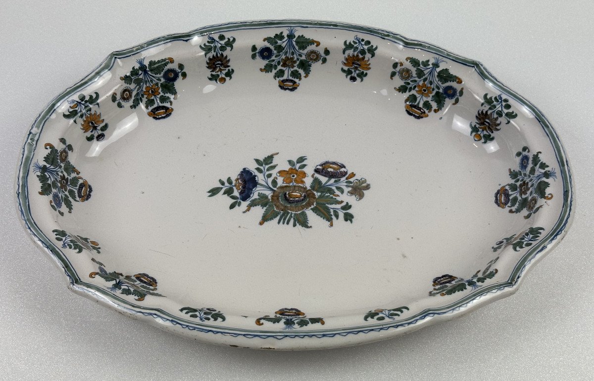 Plat Ovale En Faïence De Moustiers Polychrome XVIIIe siècle vers 1746 / 1760..-photo-2