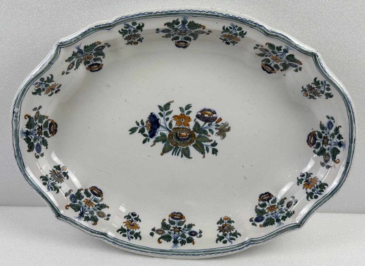 Plat Ovale En Faïence De Moustiers Polychrome XVIIIe siècle vers 1746 / 1760..-photo-3