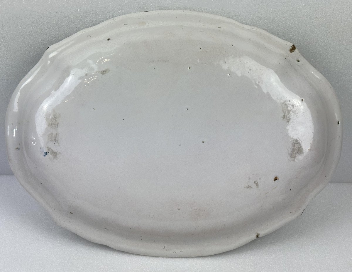 Oval Dish In Moustiers Polychrome Earthenware 18th Century Circa 1746 / 1760..-photo-4