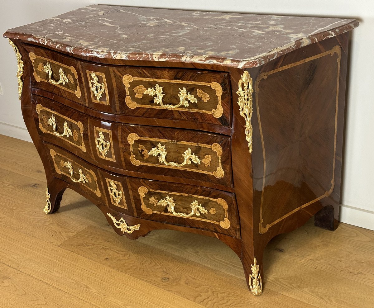 A Louis XV  Inlaid Commode 18th Century Circa 1745 -1750. -photo-3