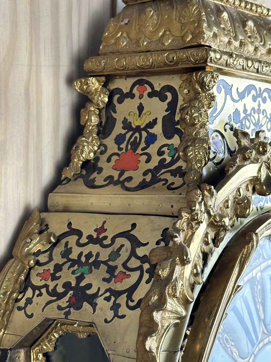 Cartel  Boulle "aux cinq couleurs" d’époque Louis XV-photo-2