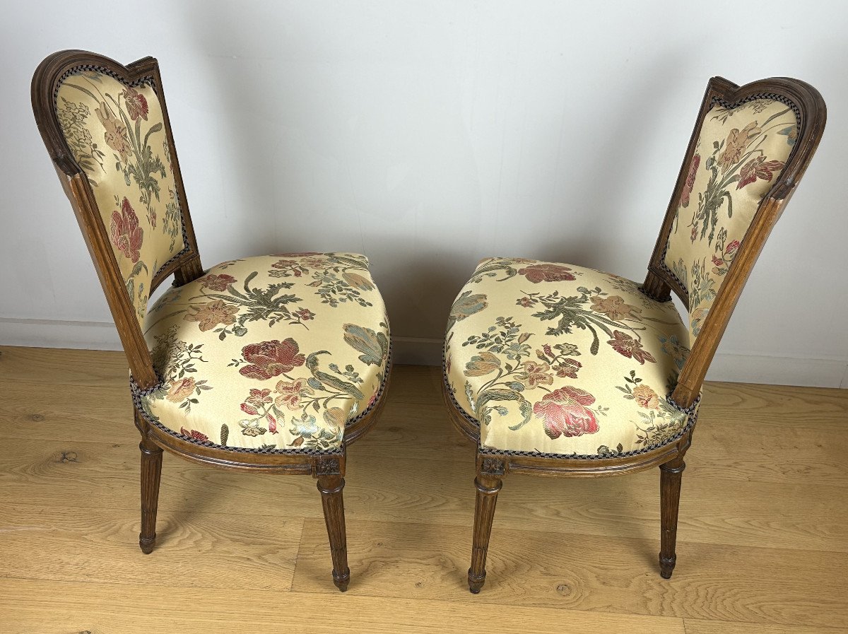George Jacob - Château De Chanteloup - Duc de Penthièvre paire de chaises d'époque Louis XVI-photo-3