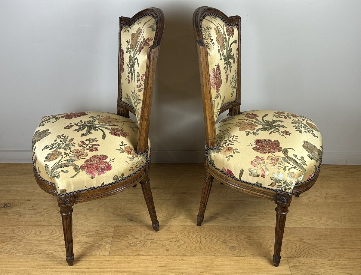 George Jacob - Château De Chanteloup - Duc de Penthièvre paire de chaises d'époque Louis XVI-photo-4