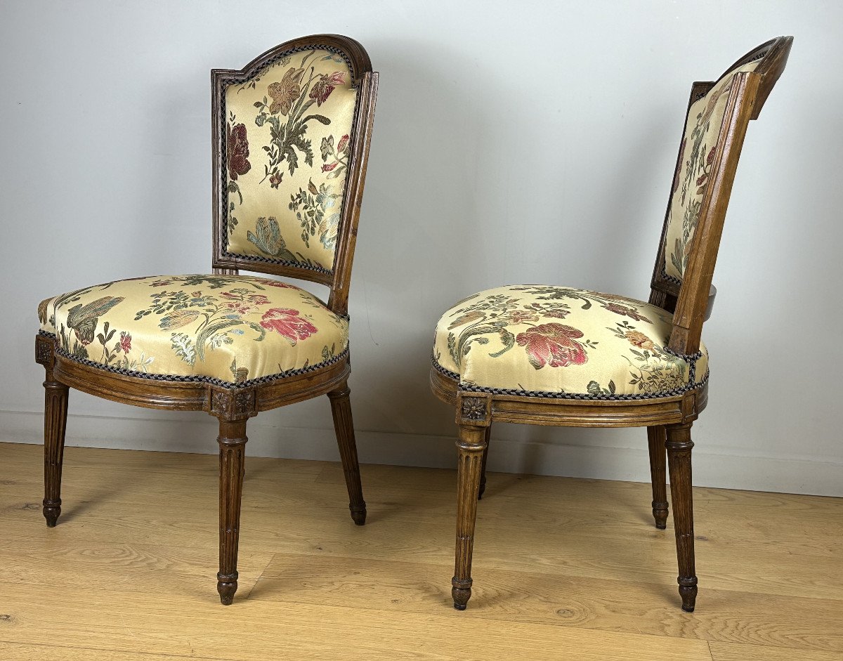 George Jacob - Château De Chanteloup - Duc de Penthièvre paire de chaises d'époque Louis XVI-photo-2