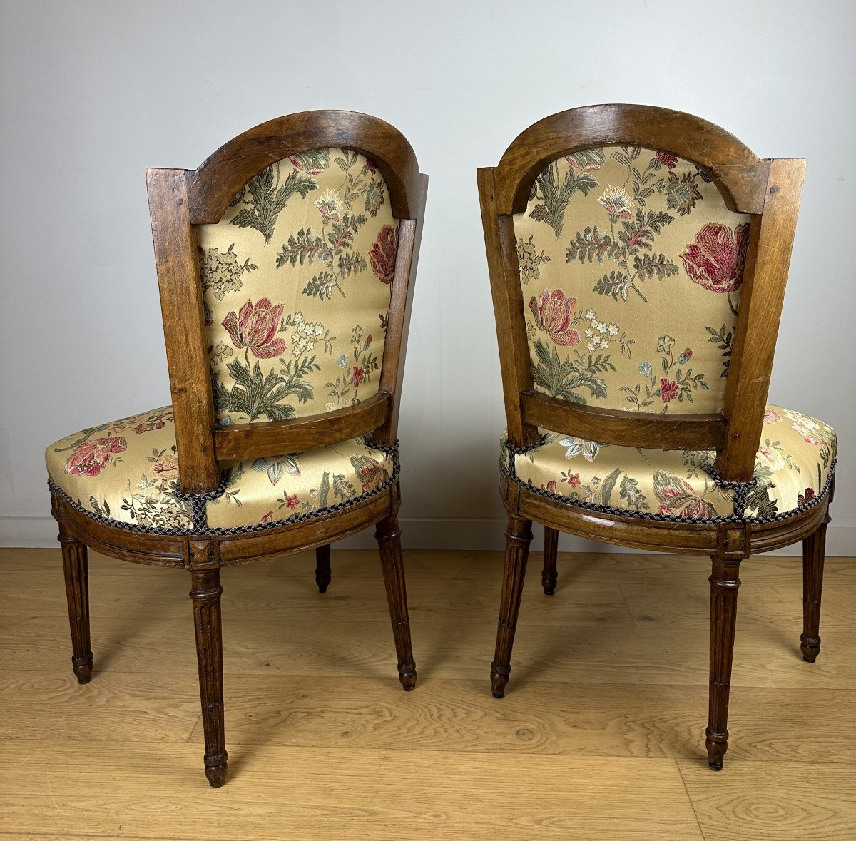 George Jacob - Château De Chanteloup - Duc de Penthièvre paire de chaises d'époque Louis XVI-photo-3