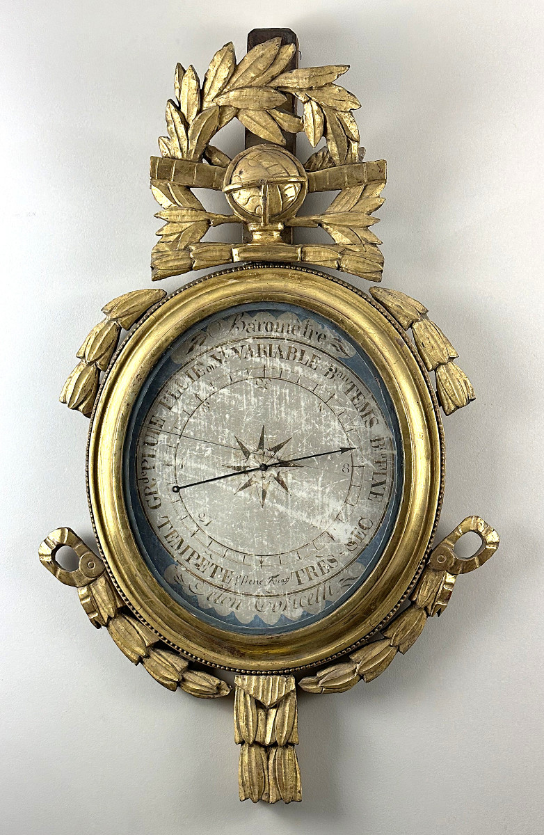 A Louis XVI Giltwood Barometer With Scientific Attributes, Neo-classical, Late 18th Century