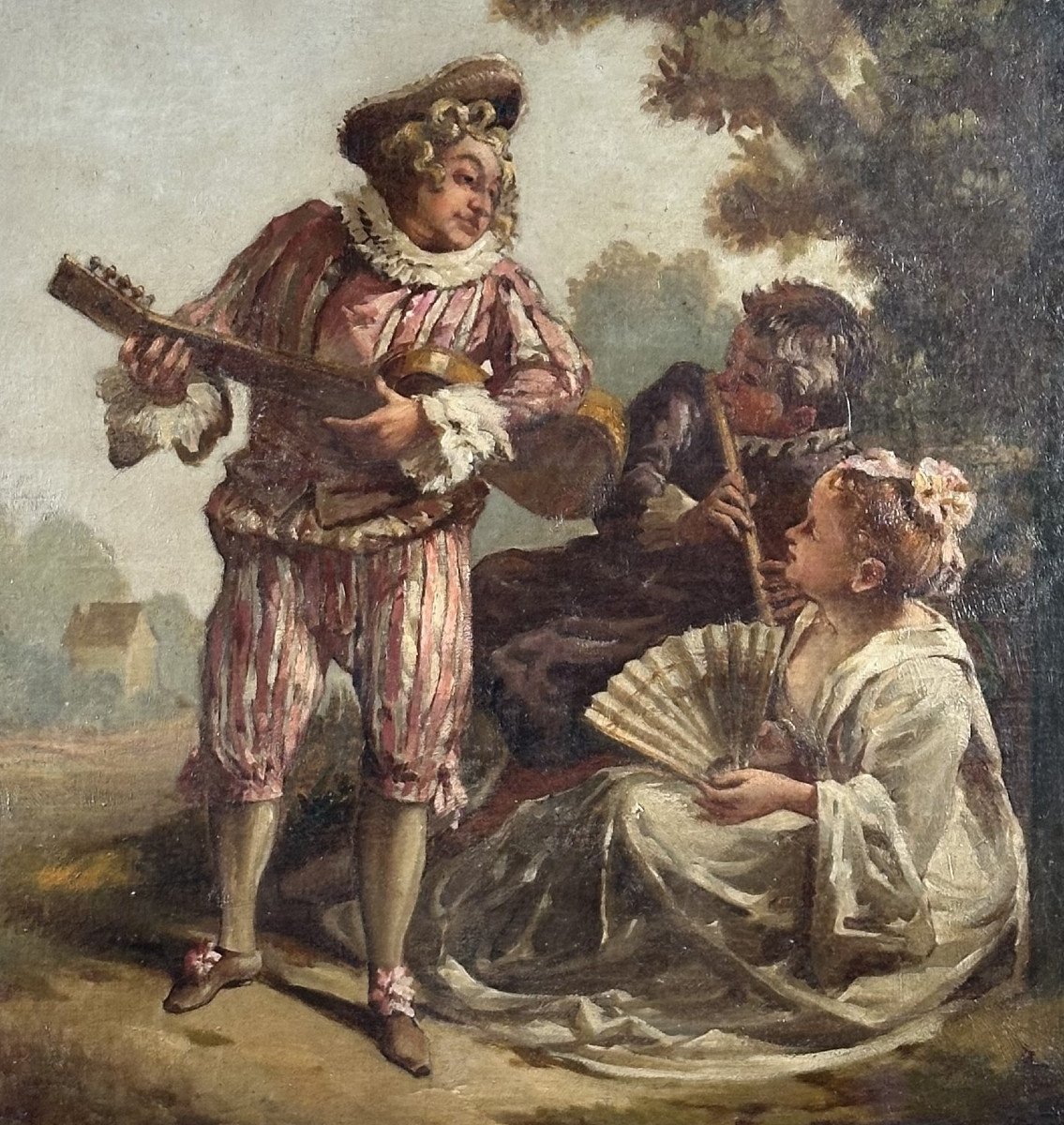 La Sérénade du  Mezzetin, école de Jean-antoine Watteau.-photo-4