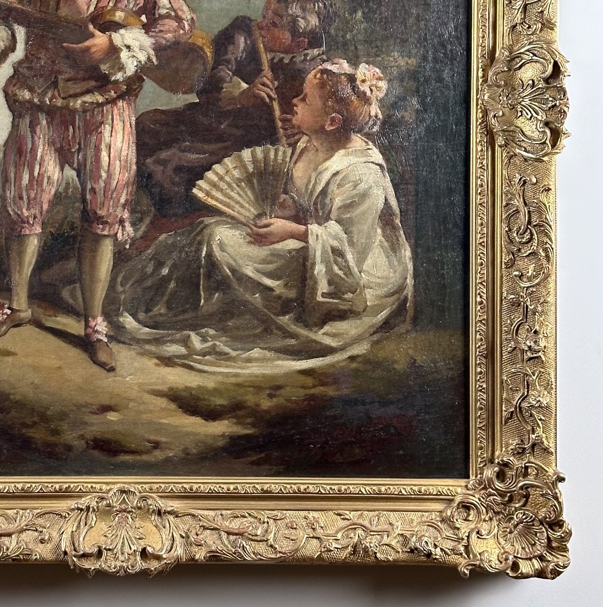 La Sérénade du  Mezzetin, école de Jean-antoine Watteau.-photo-1