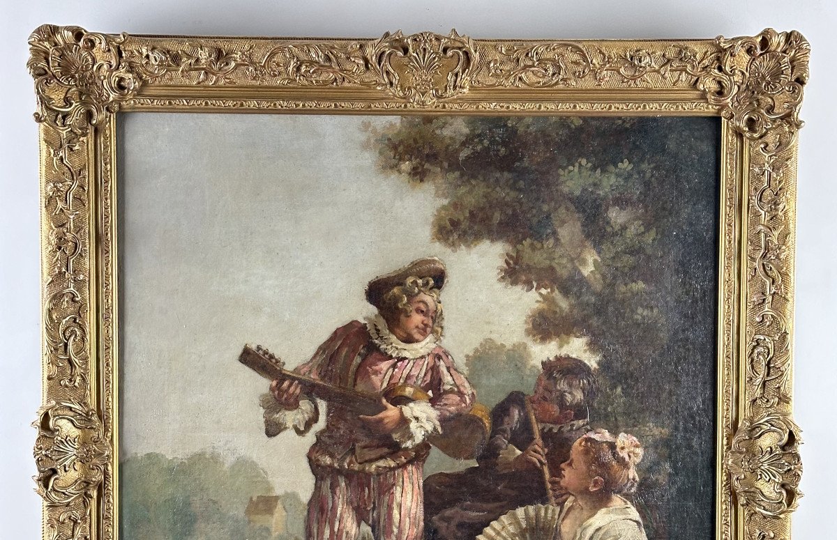 La Sérénade du  Mezzetin, école de Jean-antoine Watteau.-photo-3