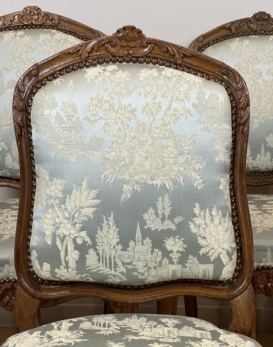 Gourdin - Set Of 6 "à La Reine" Chairs Stamped Jean-baptiste Gourdin. 18th Century Circa 1748-photo-4