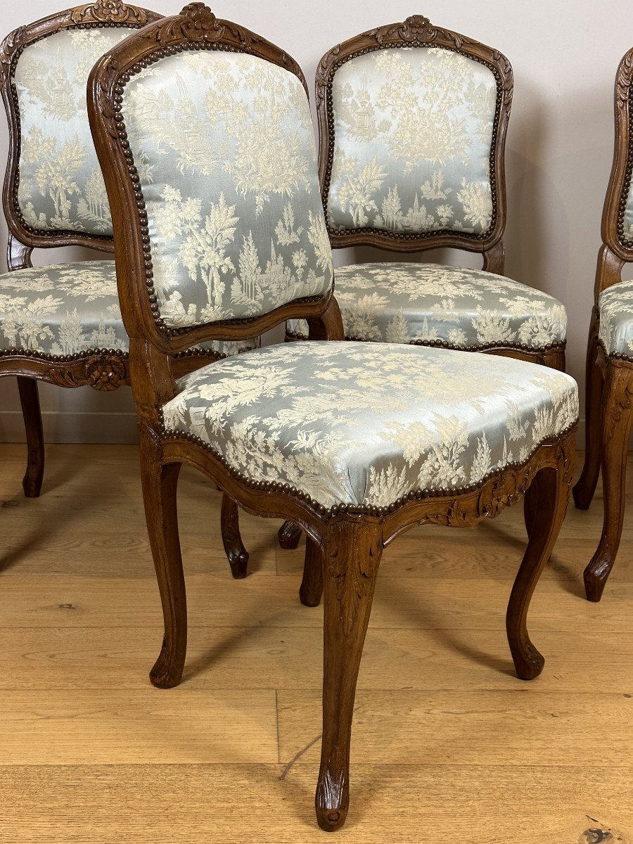 Gourdin - Set Of 6 "à La Reine" Chairs Stamped Jean-baptiste Gourdin. 18th Century Circa 1748-photo-2