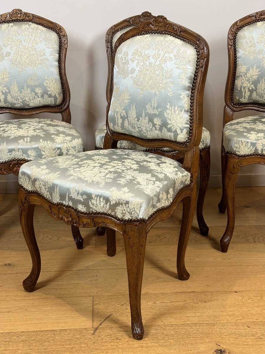 Gourdin - Set Of 6 "à La Reine" Chairs Stamped Jean-baptiste Gourdin. 18th Century Circa 1748-photo-3