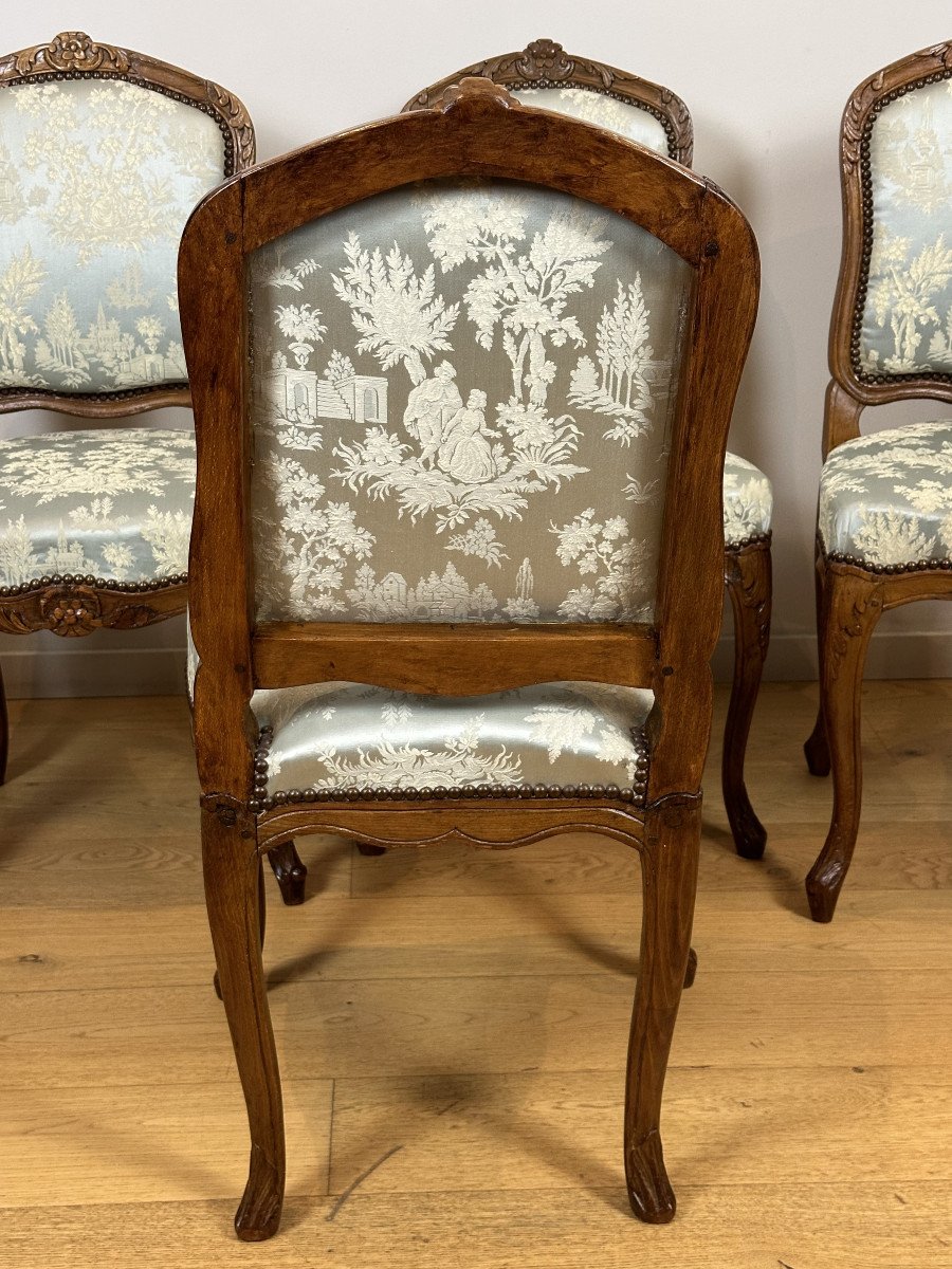 Gourdin - Set Of 6 "à La Reine" Chairs Stamped Jean-baptiste Gourdin. 18th Century Circa 1748-photo-4