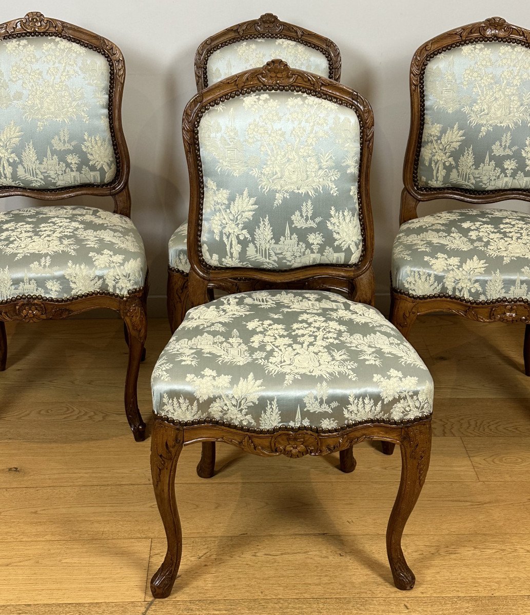 Gourdin - Set Of 6 "à La Reine" Chairs Stamped Jean-baptiste Gourdin. 18th Century Circa 1748-photo-5