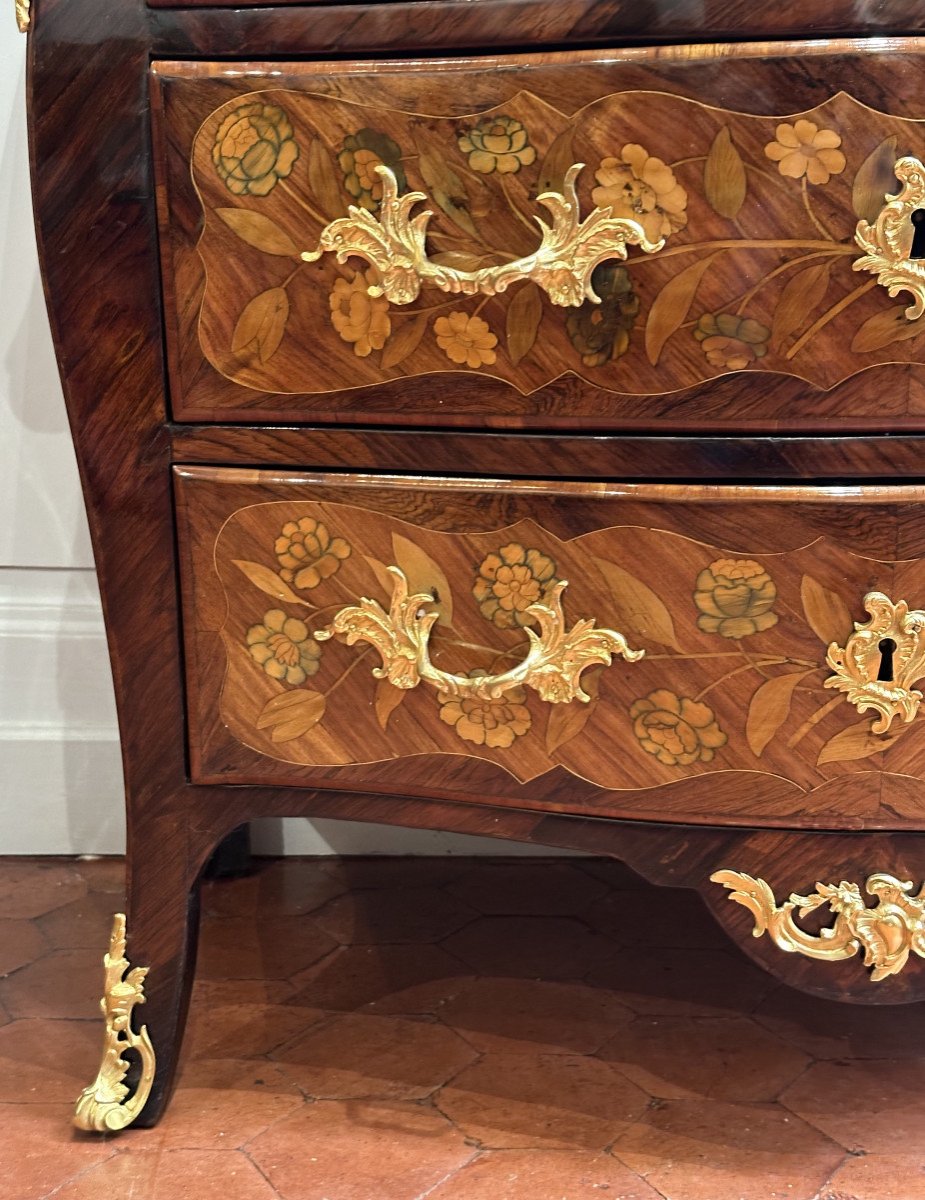 Commode D’entre Deux D’époque Louis XV En Marqueterie De Fleurs, Vers 1745-photo-5