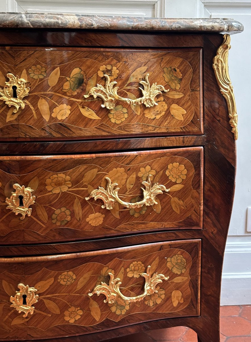 Commode D’entre Deux D’époque Louis XV En Marqueterie De Fleurs, Vers 1745-photo-6